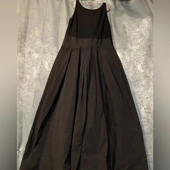 maxi dress mesh bottom Marlon Crepe And Mesh Maxi Dress - Black